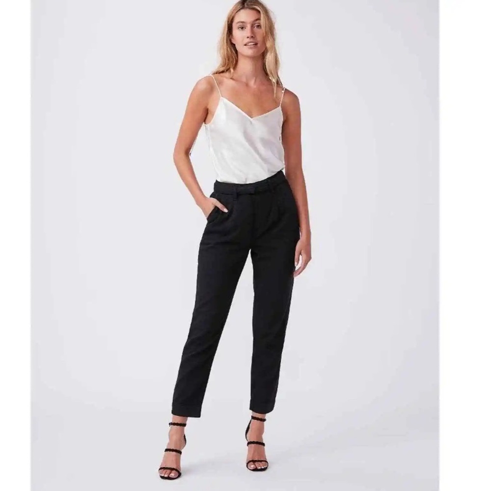 PAIGE - SIMONE PLEATS SELF BELT-BLACK CARBON